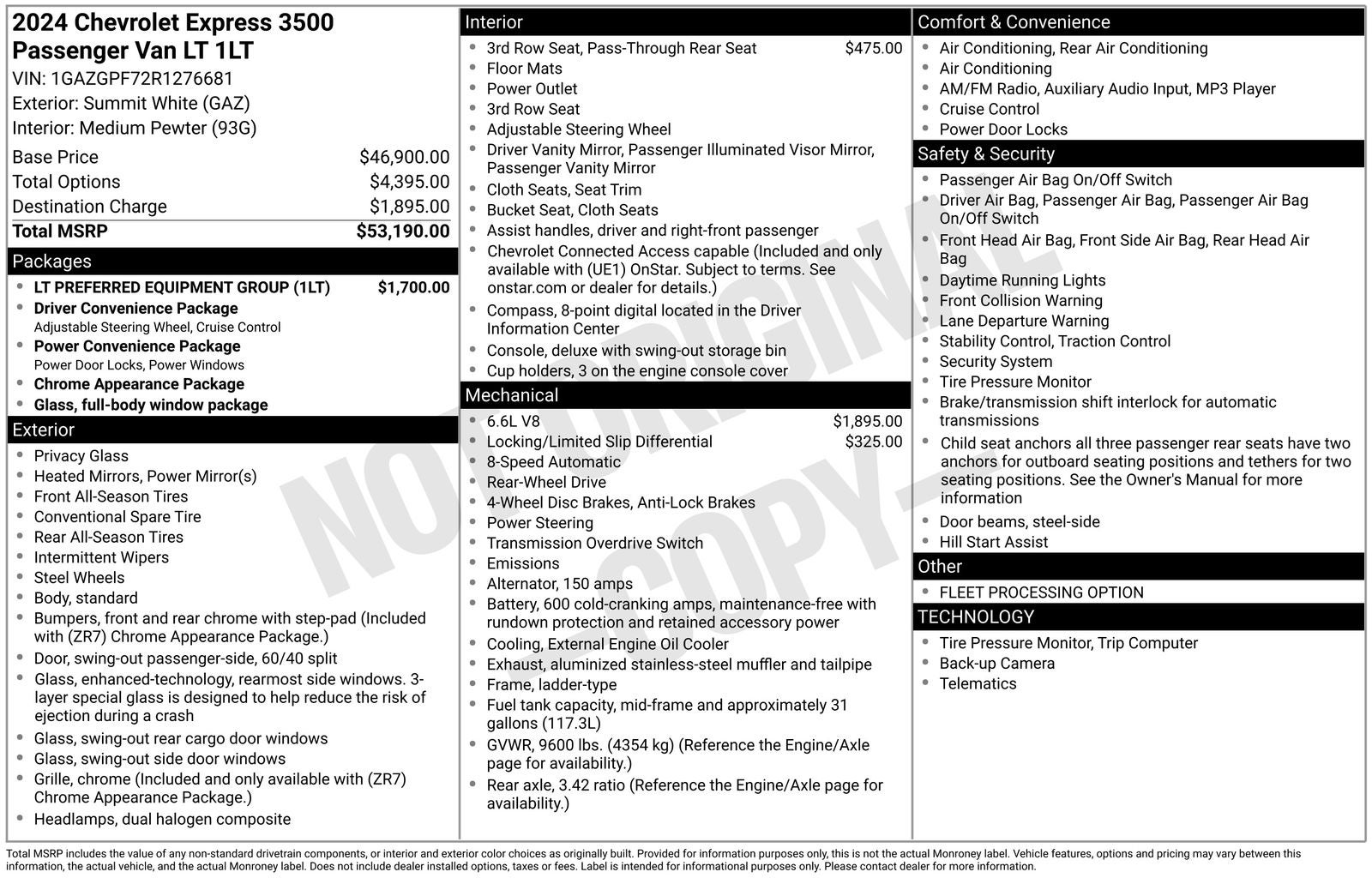 2024 Chevrolet Express 3500 LT Passenger