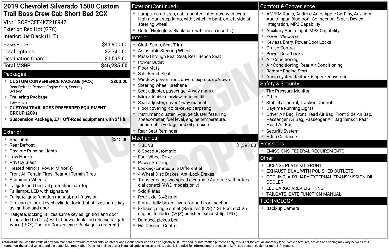 2019 Chevrolet Silverado 1500 Custom Trail Boss