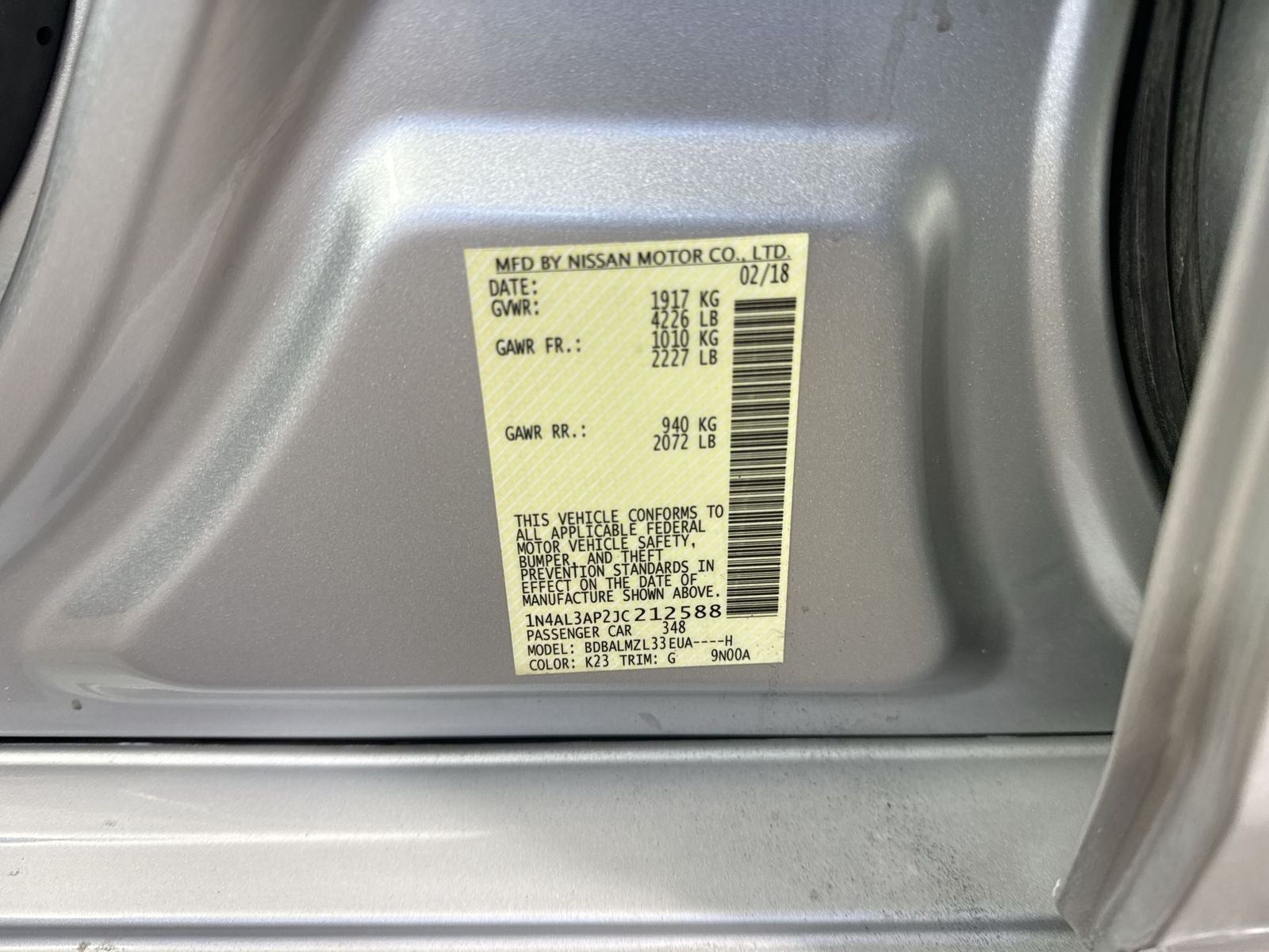 2018 Nissan Altima 2.5 SV