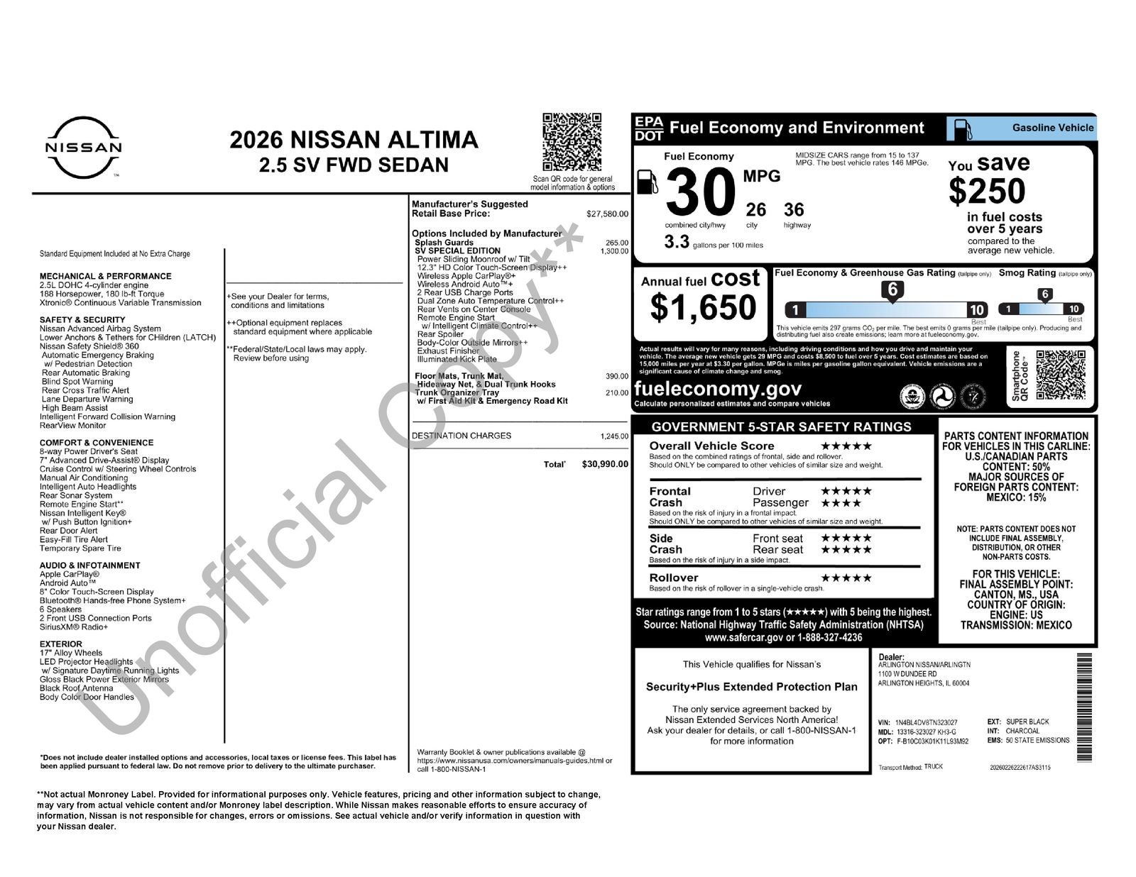 2026 Nissan Altima 2.5 SV