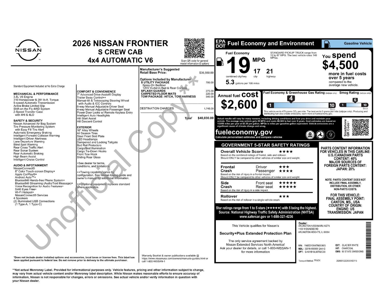 2026 Nissan Frontier S