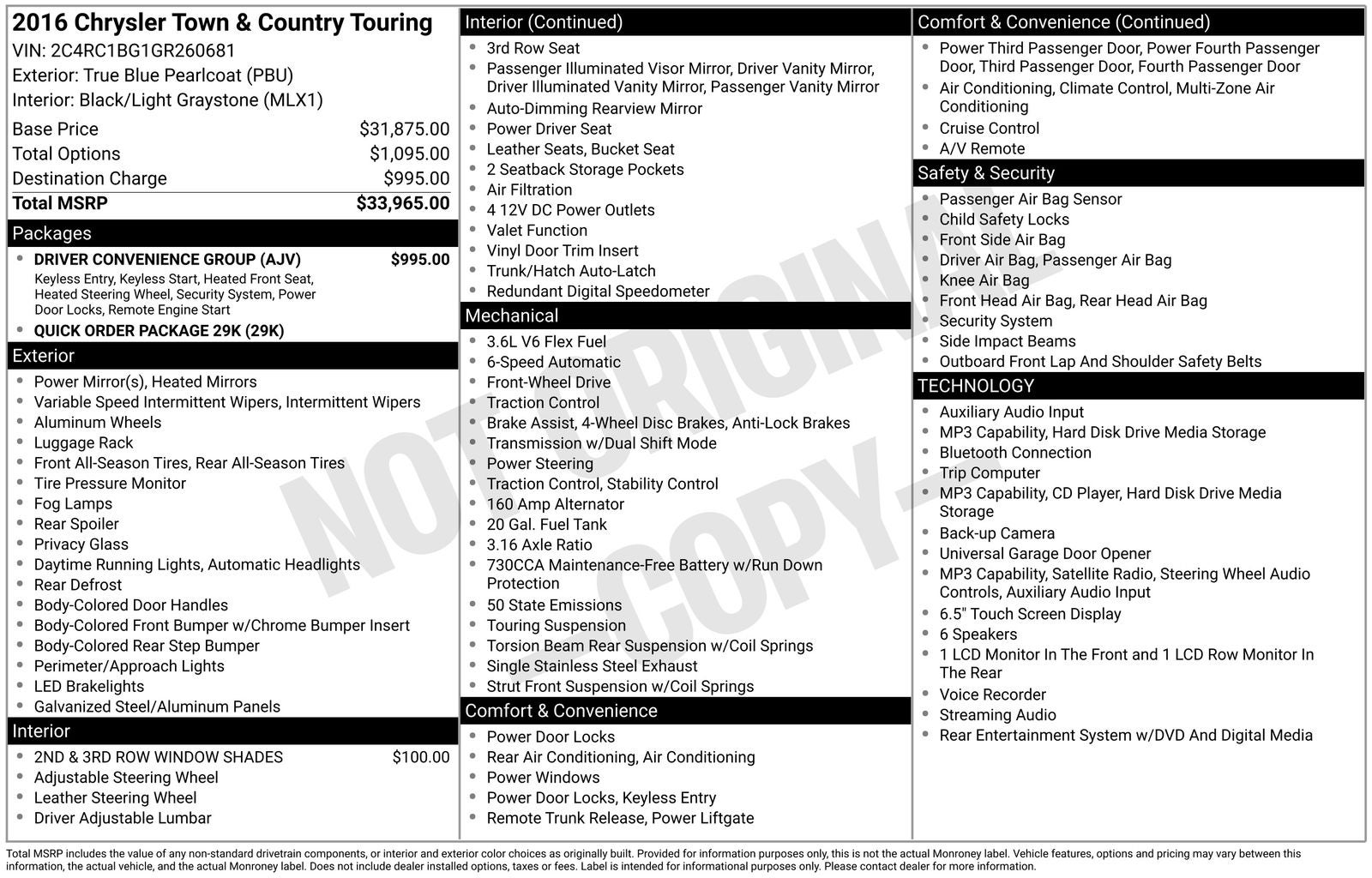 2016 Chrysler Town & Country Touring