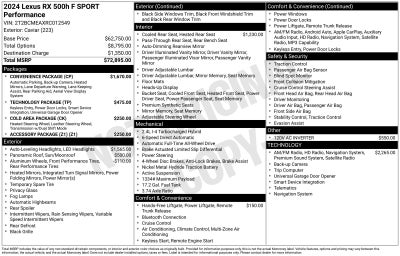 2024 Lexus RX 500h F SPORT Performance