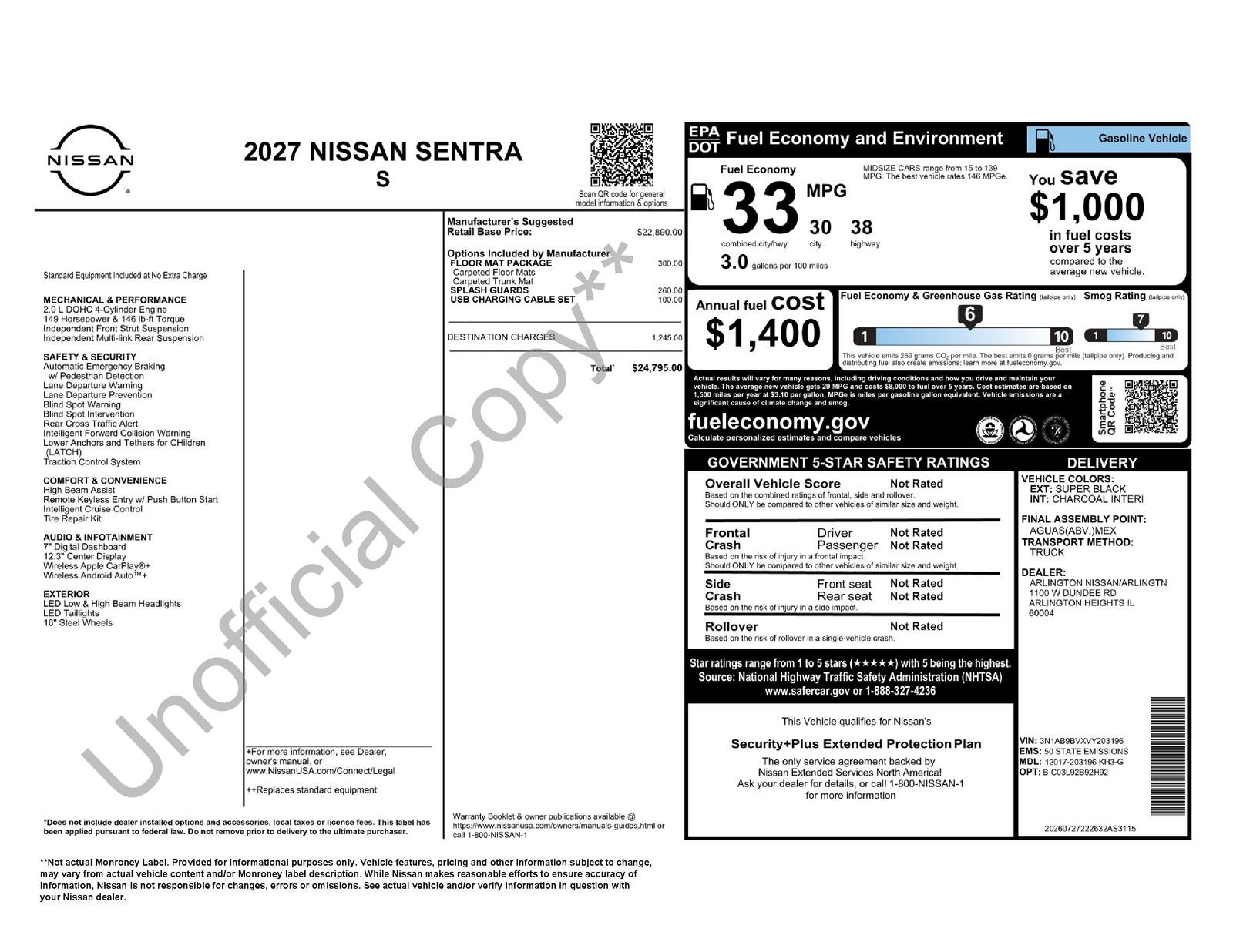 2027 Nissan Sentra S