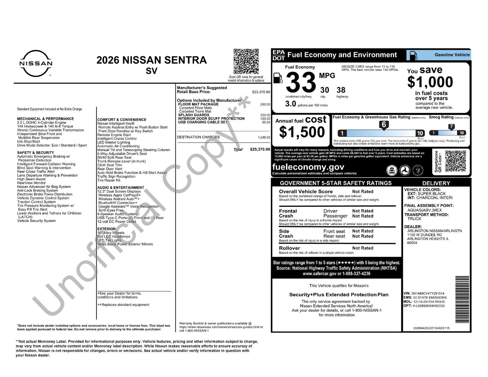 2026 Nissan Sentra SV