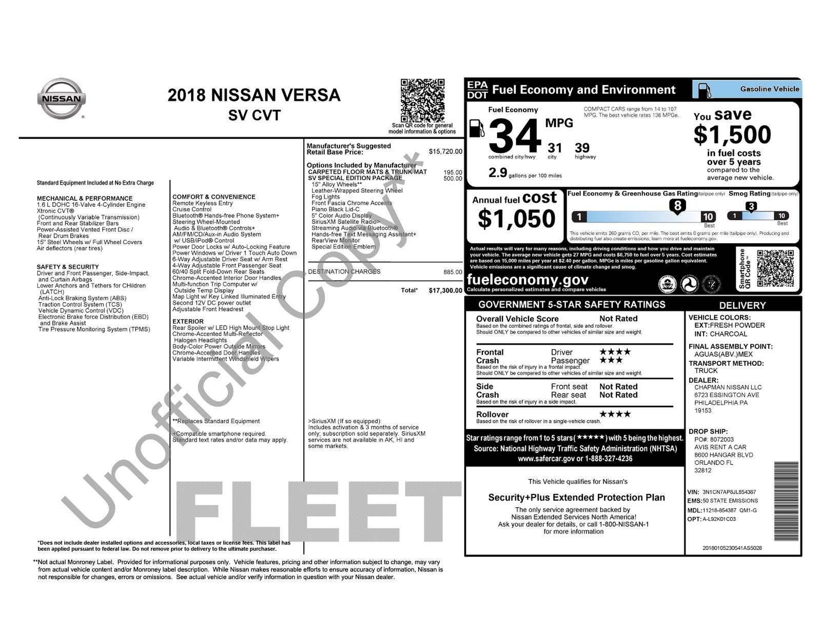 2018 Nissan Versa 1.6 SV CVT's photo