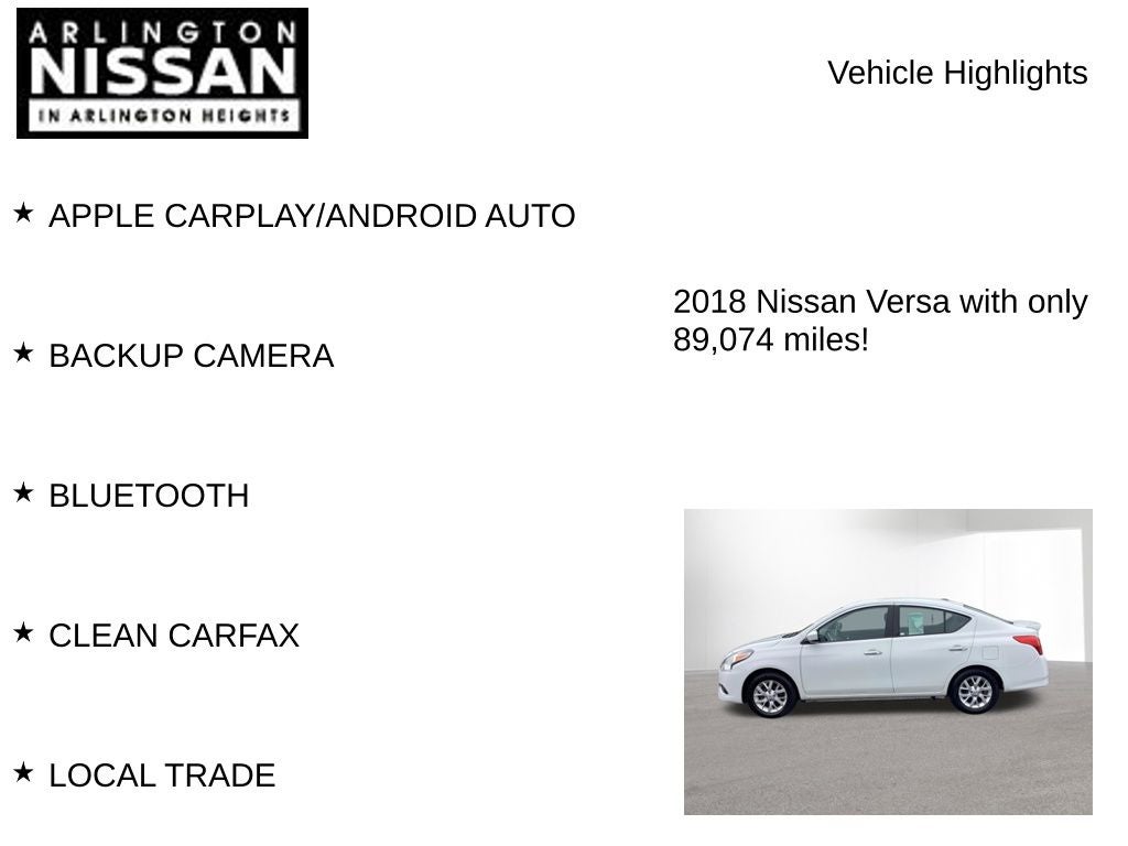 2018 Nissan Versa 1.6 S Plus