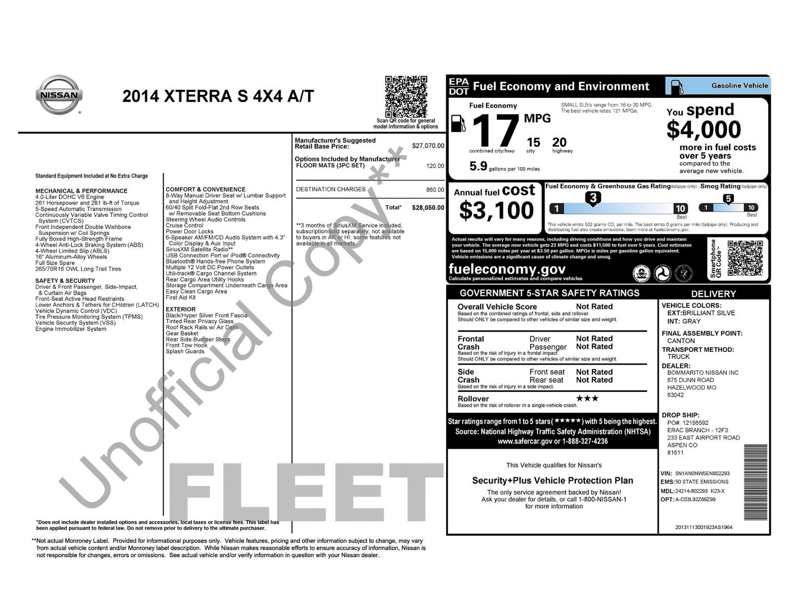 2014 Nissan Xterra S