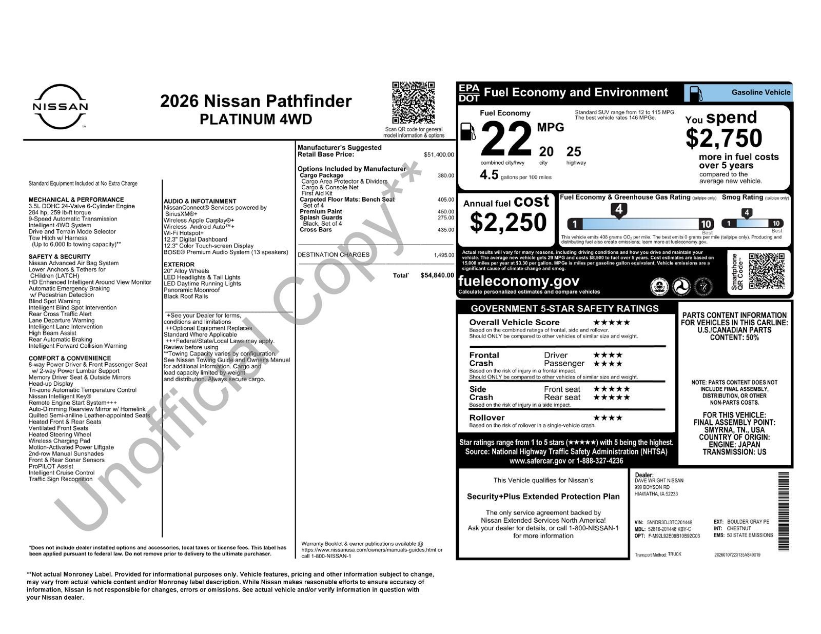 2026 Nissan Pathfinder Platinum