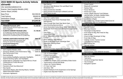 2022 BMW X5 xDrive40i Premium Package