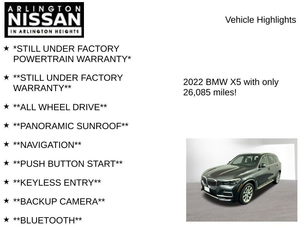 2022 BMW X5 xDrive40i Premium Package