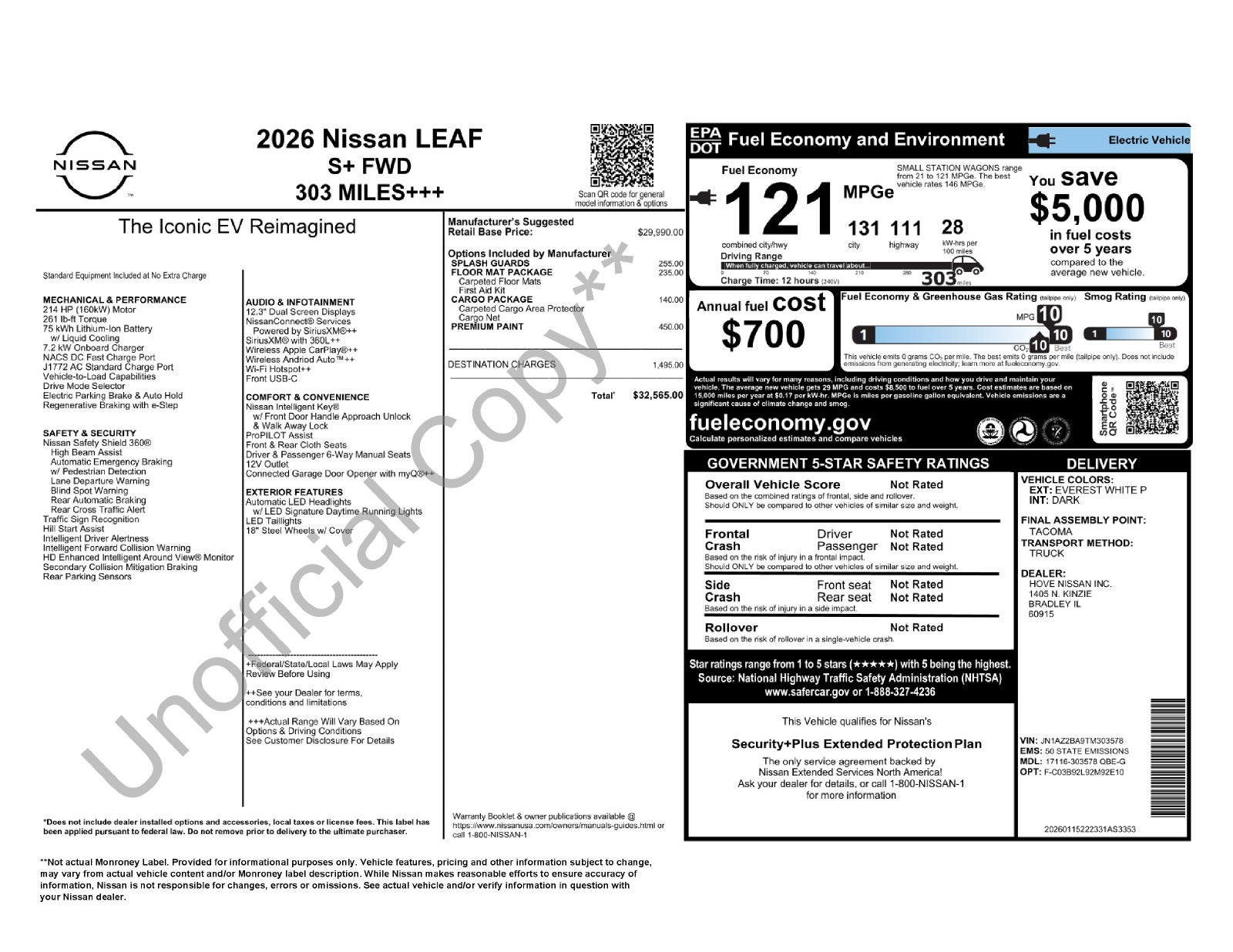 2026 Nissan Leaf S+