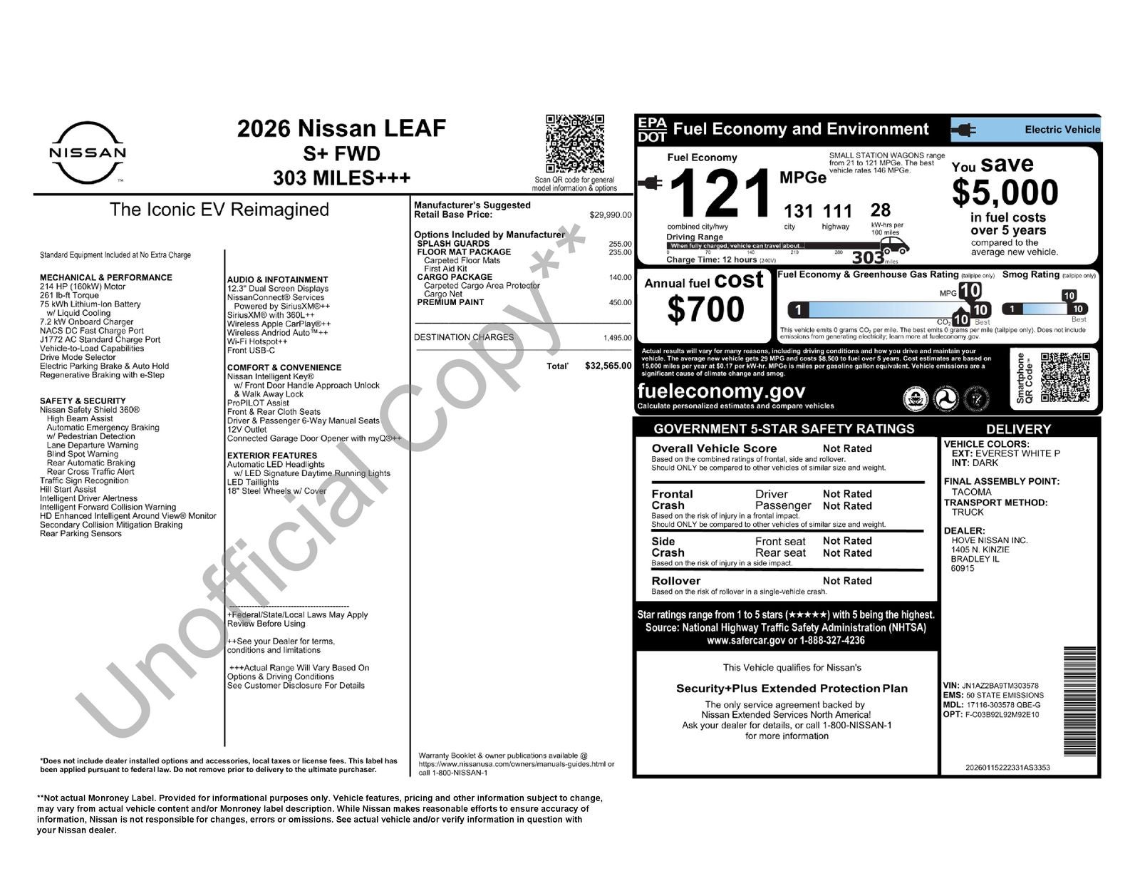2026 Nissan Leaf S+