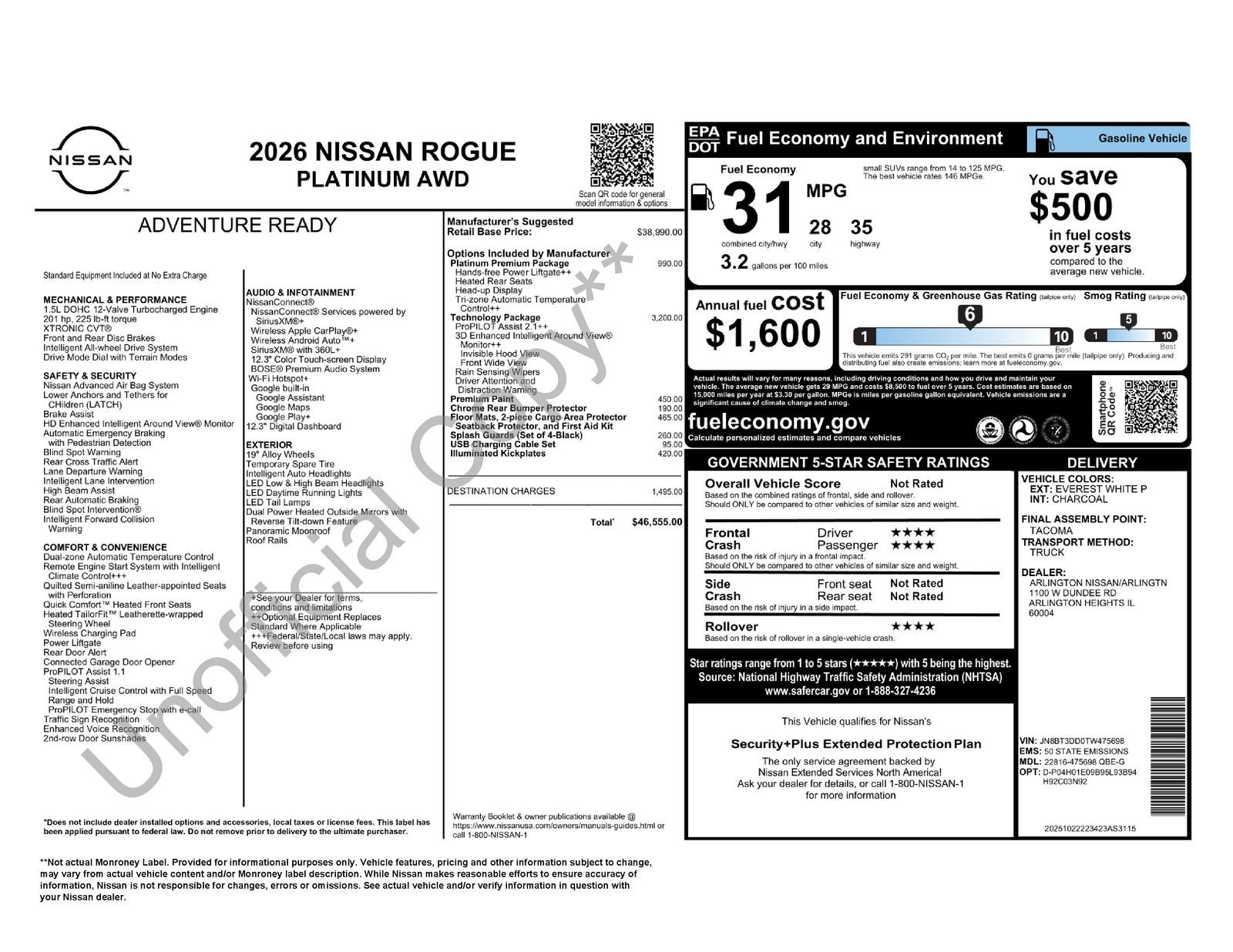 2026 Nissan Rogue Platinum
